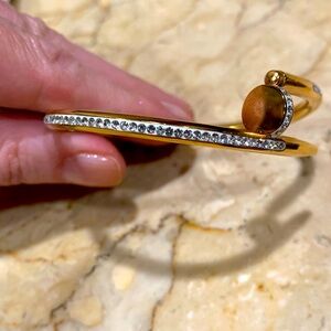 Absolutely stunning design Gold plated Nail Bracelet with Crystals,new condition